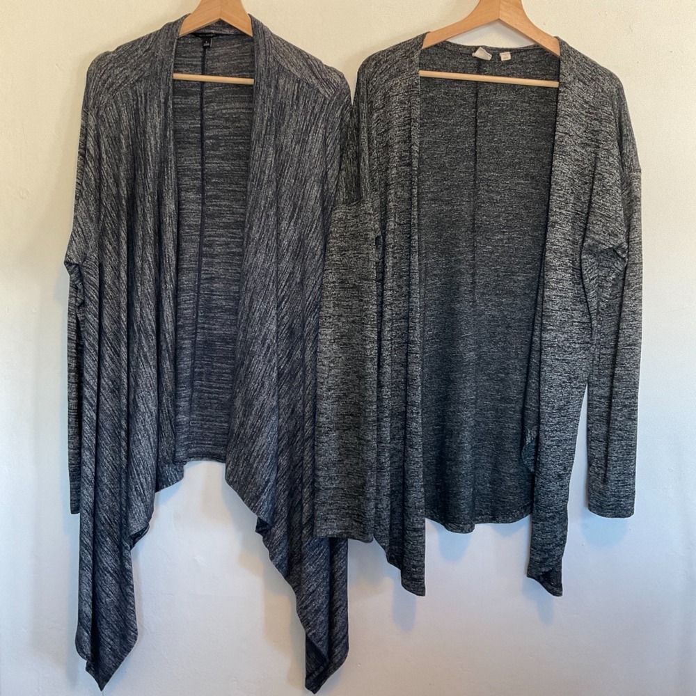Lot of 3‎ Drape Open Cardigans Size Large Office Neutral Basic Navy Black Gray